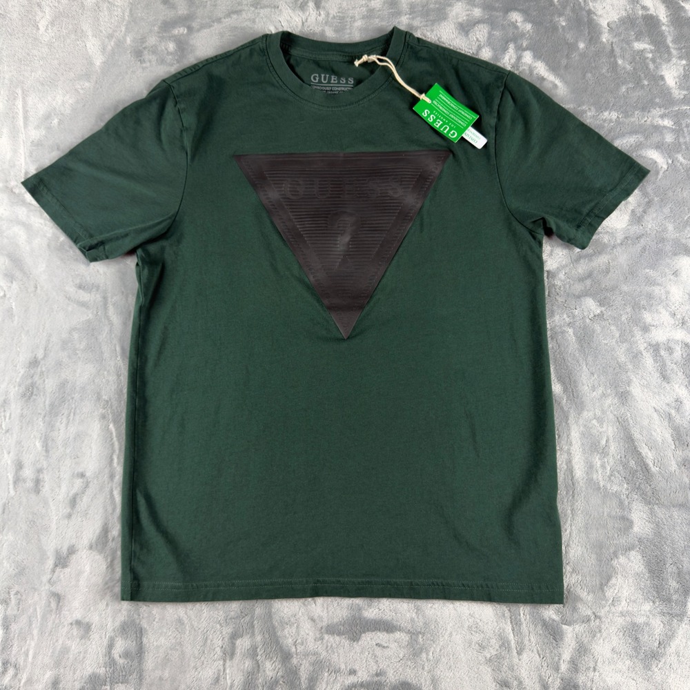 Guess Mens Organic Cotton Triangle Logo T-Shirt Alpine Green S XBV10H KAK91